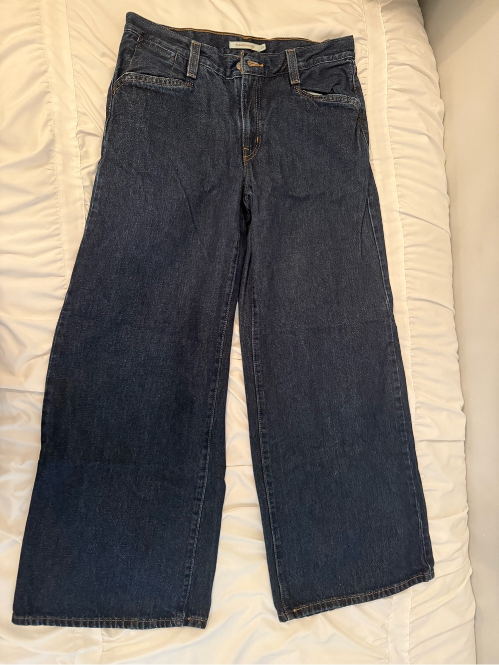 Levi's Dark Blue Mid-Rise Wide Leg Flare Jeans